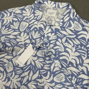 ALLFENIX‎ Mens M Short Sleeve Botanical Cabana Shirt Blue Soft Sustainable $136